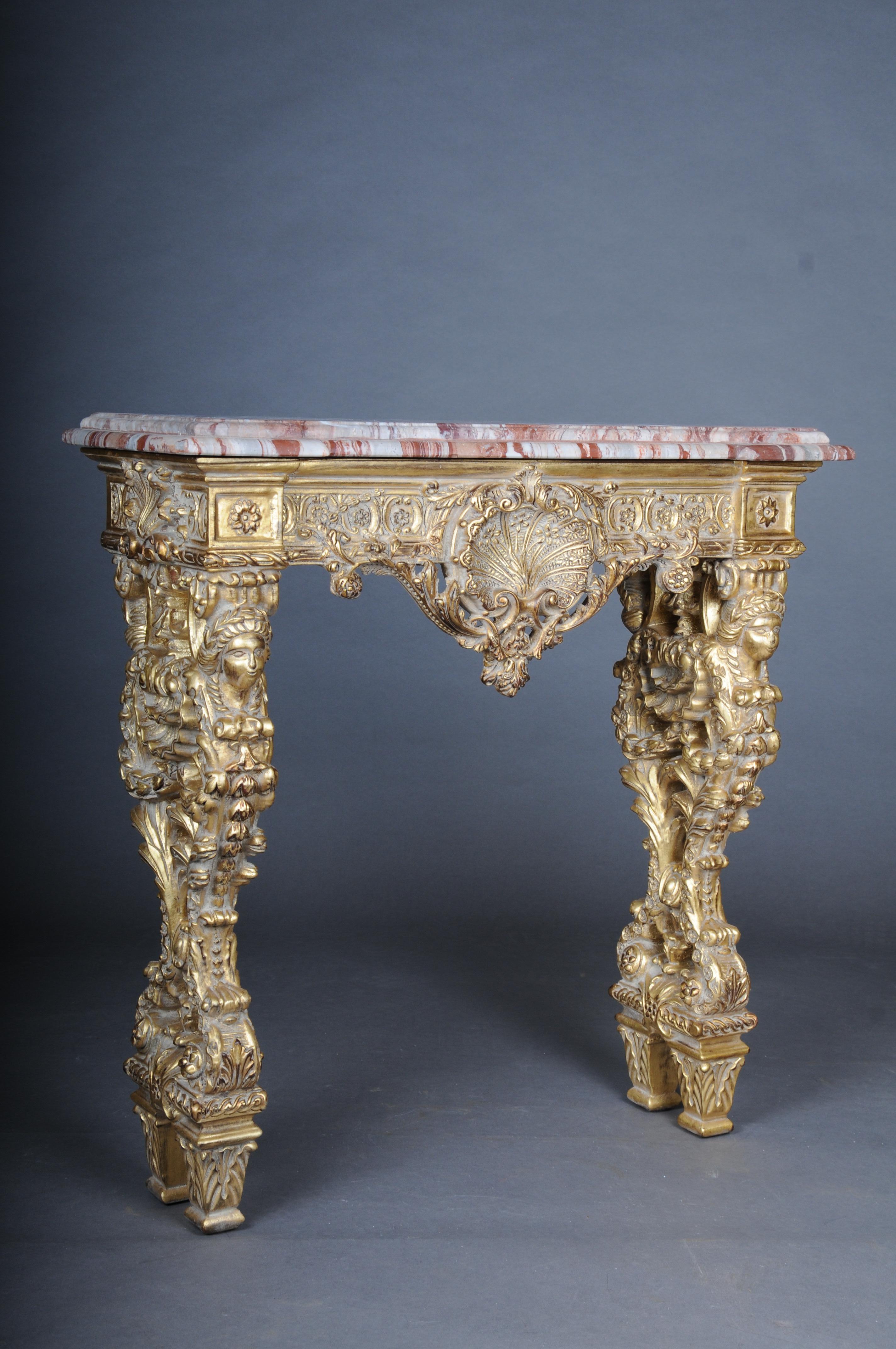20th Century Impressive wall console gilded with marble, model after F. Linke For Sale 3