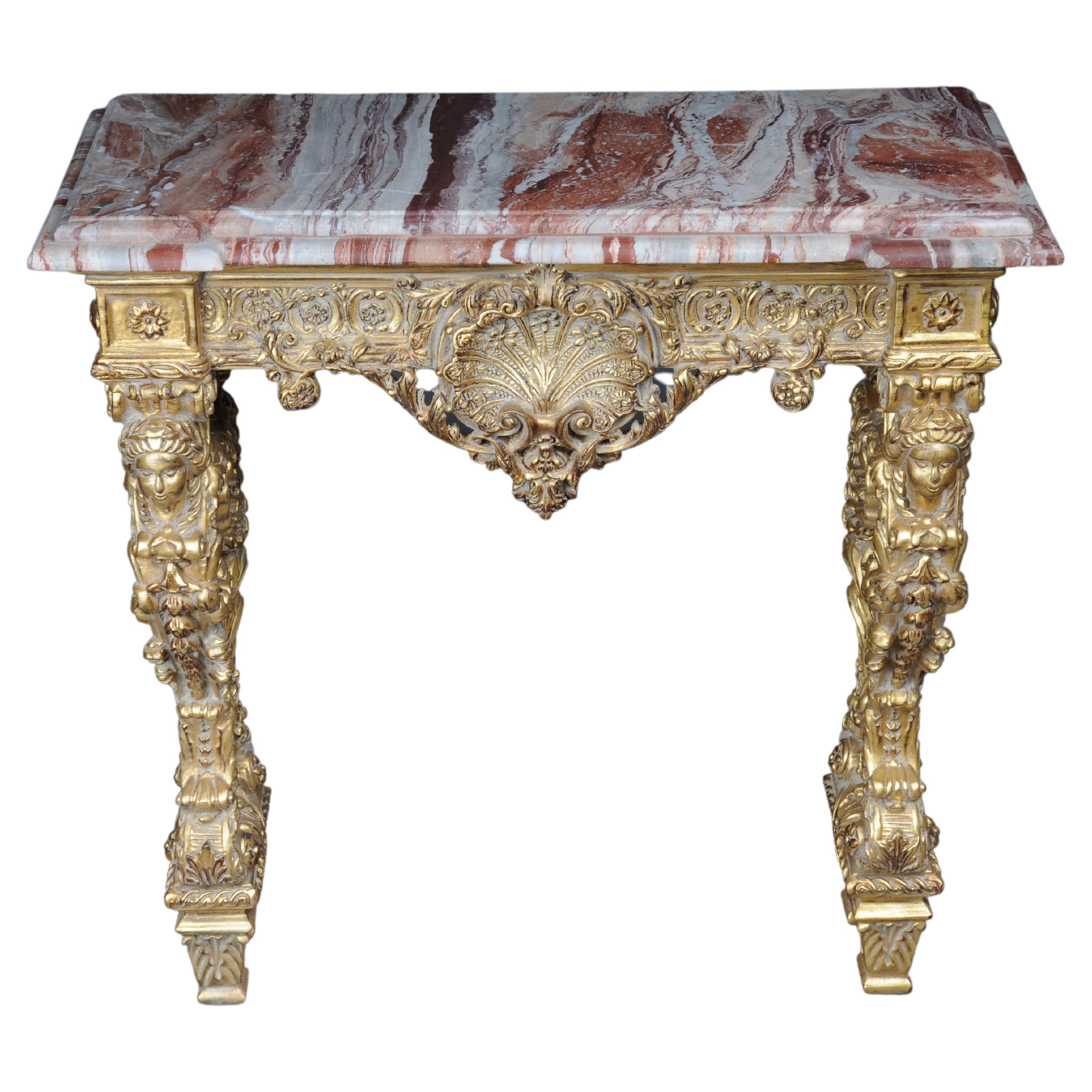 20th Century Impressive wall console gilded with marble, model after F. Linke For Sale