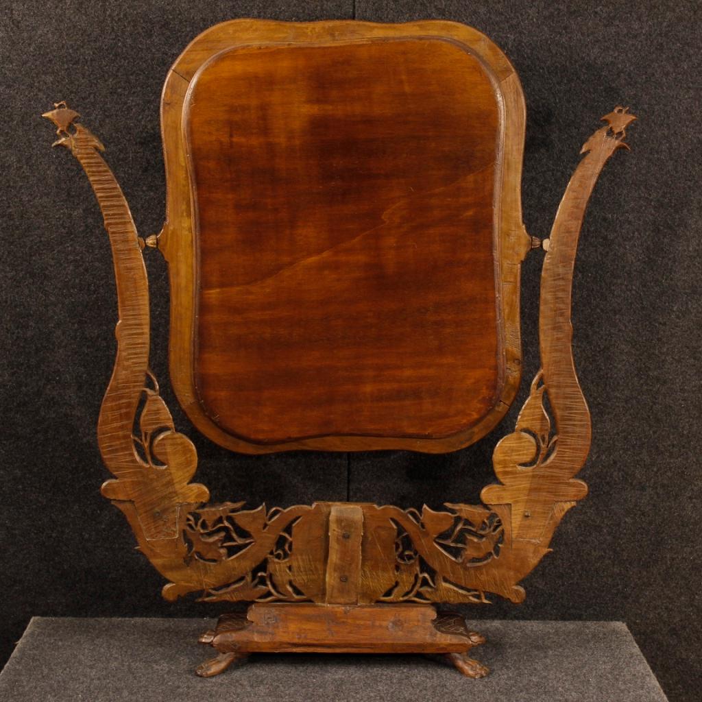 20th Century in Carved Beech Wood French Art Nouveau Style Cheval Mirror, 1960s For Sale 1