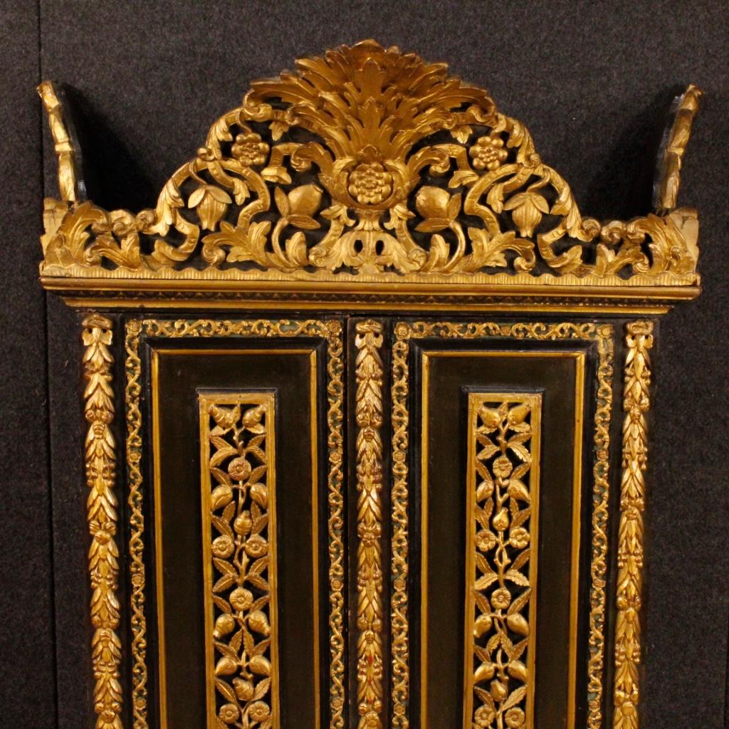 20th Century Carved, Painted and Gilded Wood Indian Cabinet, 1960 6