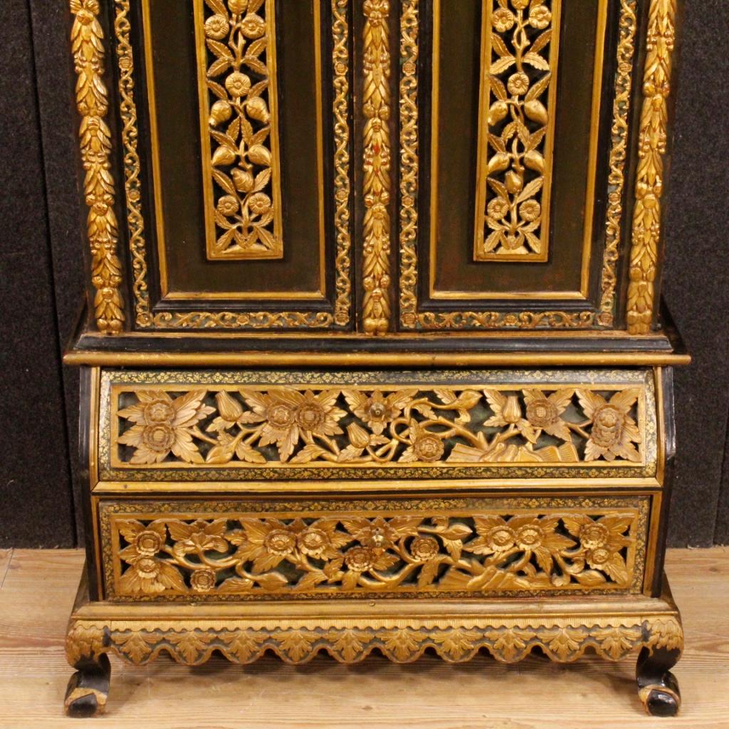 20th Century Carved, Painted and Gilded Wood Indian Cabinet, 1960 4