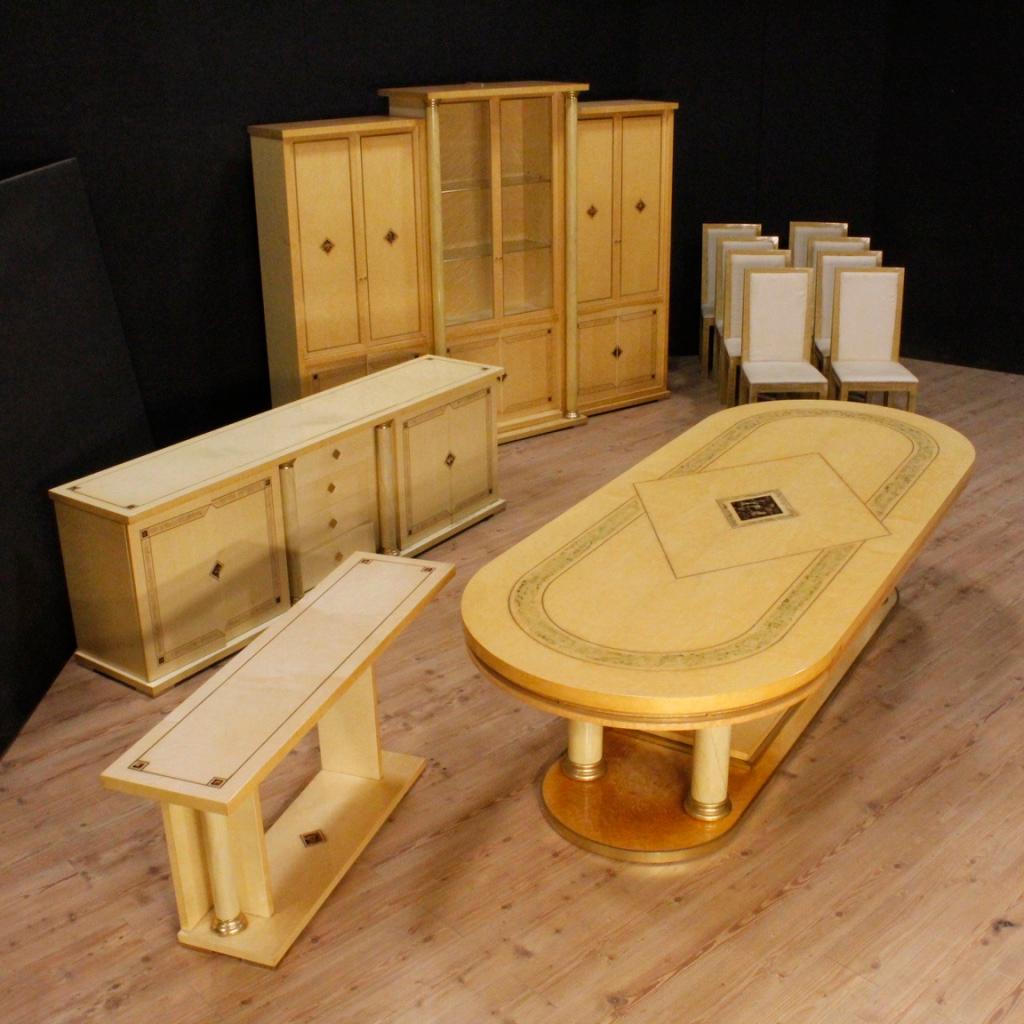 Console italienne du 20ème siècle en bois exotique et laiton, 1970 en vente 7