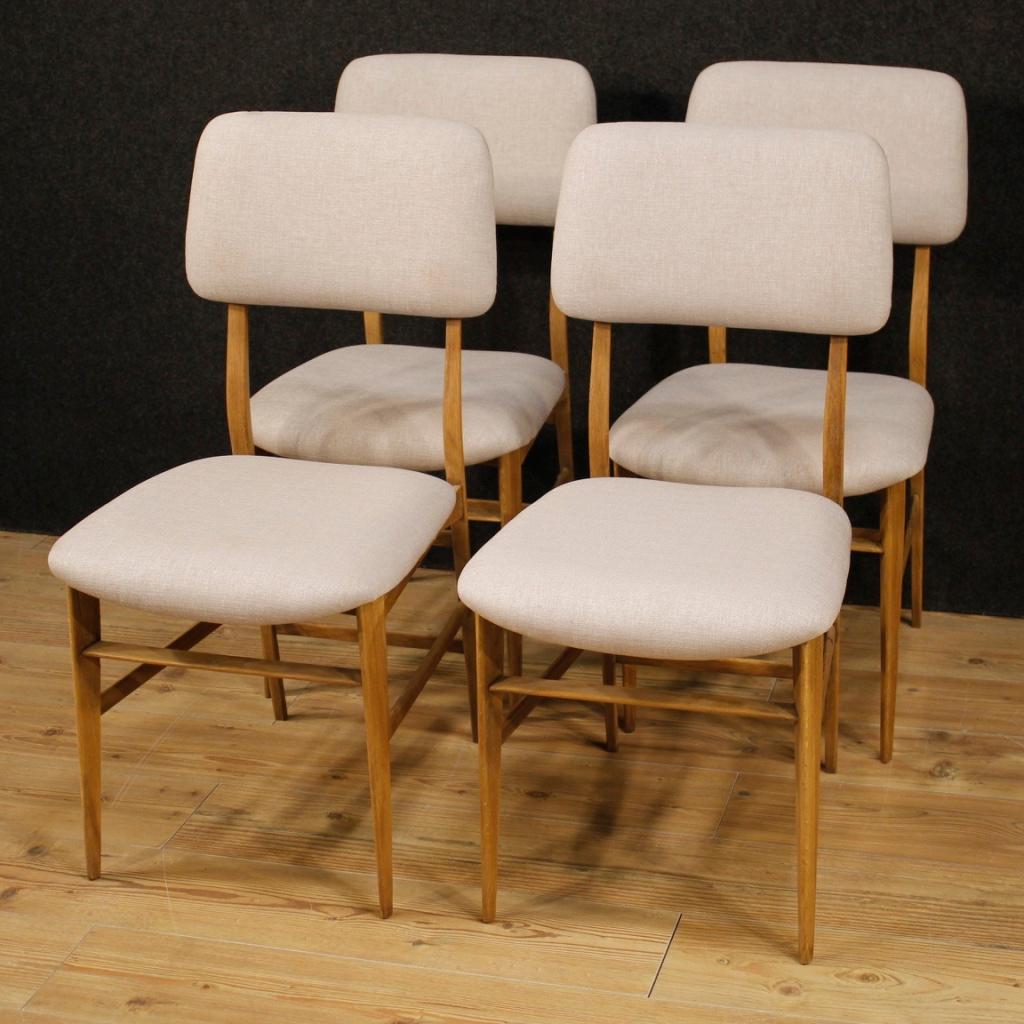 4 italienische Designstühle aus grauem Stoff des 20. Jahrhunderts, 1950 7