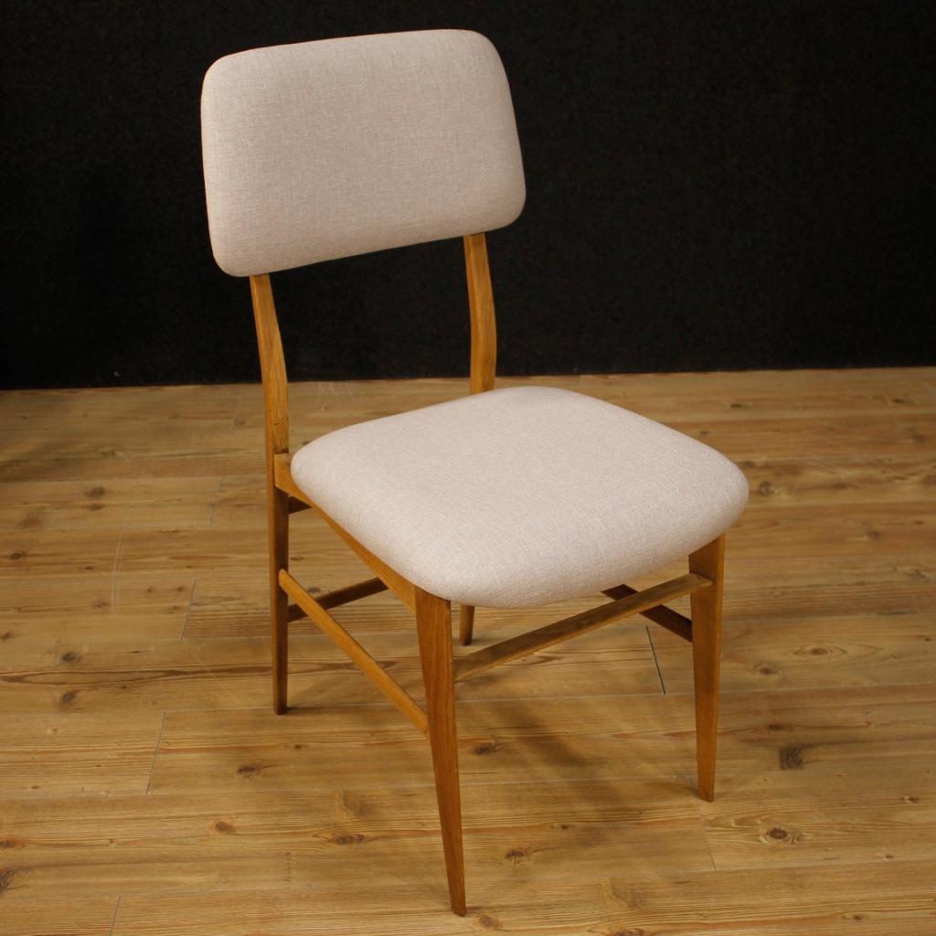 4 italienische Designstühle aus grauem Stoff des 20. Jahrhunderts, 1950 4