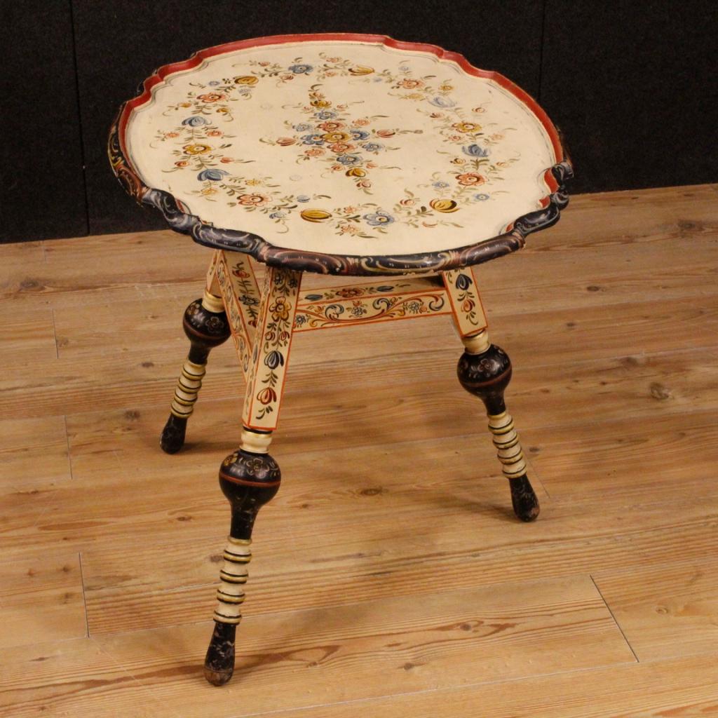20th Century Hand Painted Wood With Floral Decorations Dutch Coffee Table, 1960 7