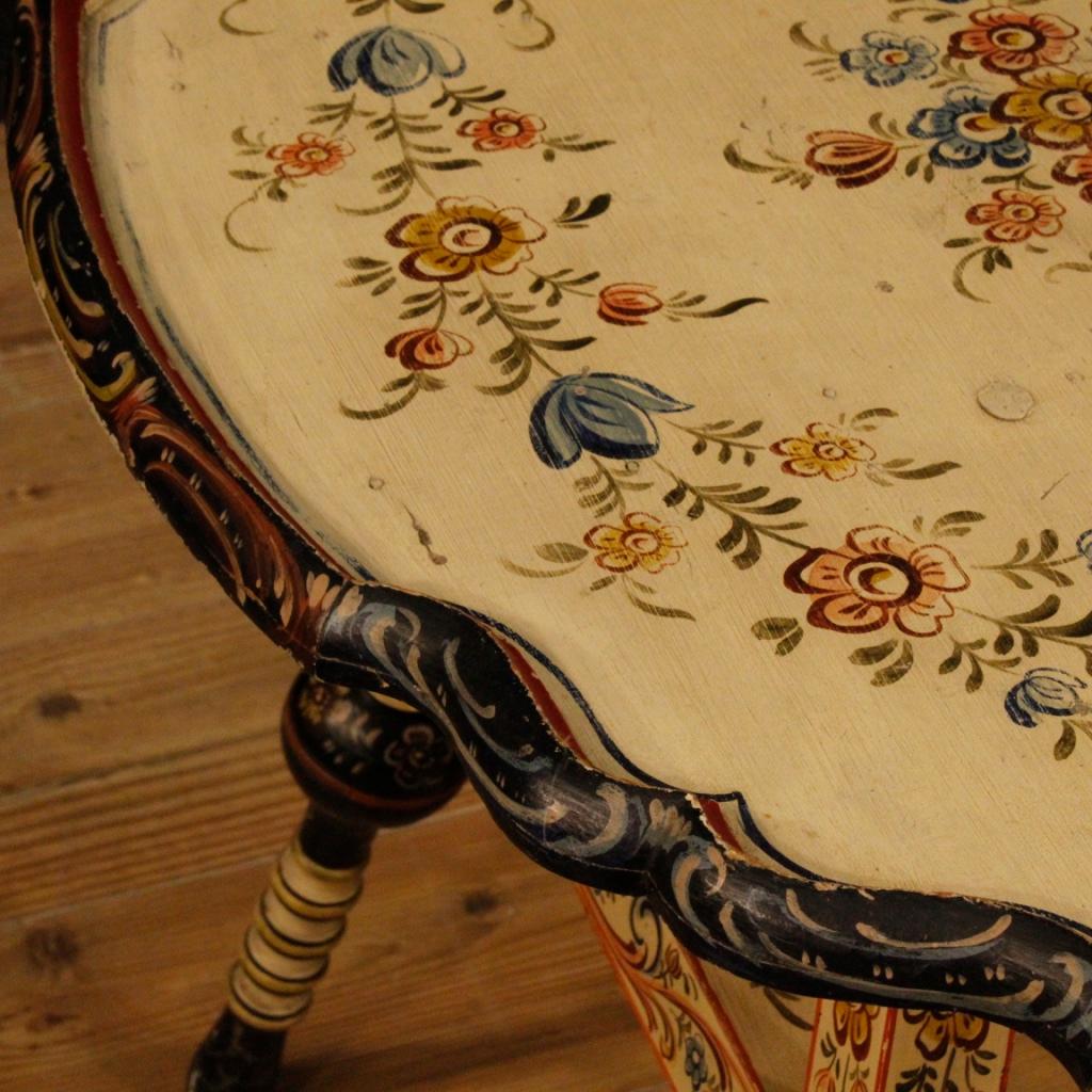 20th Century Hand Painted Wood With Floral Decorations Dutch Coffee Table, 1960 1