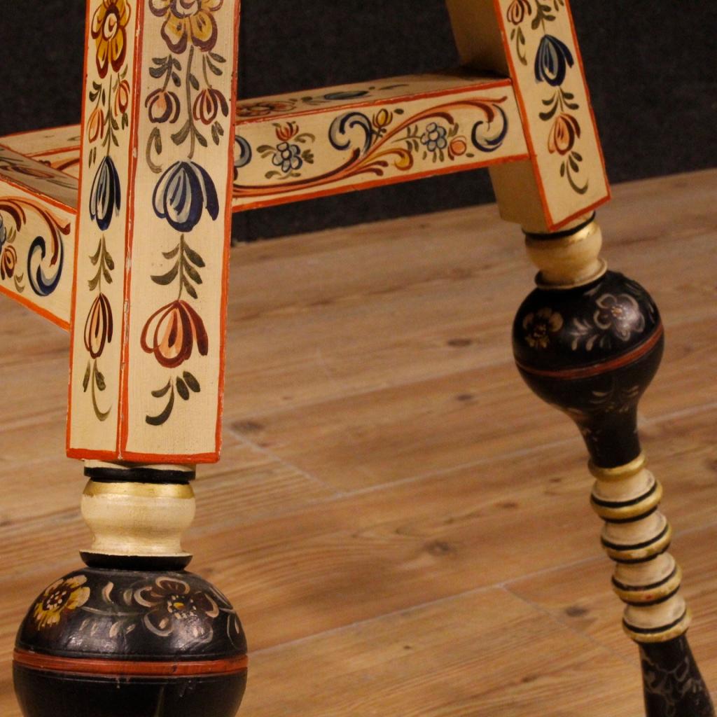 20th Century Hand Painted Wood With Floral Decorations Dutch Coffee Table, 1960 3