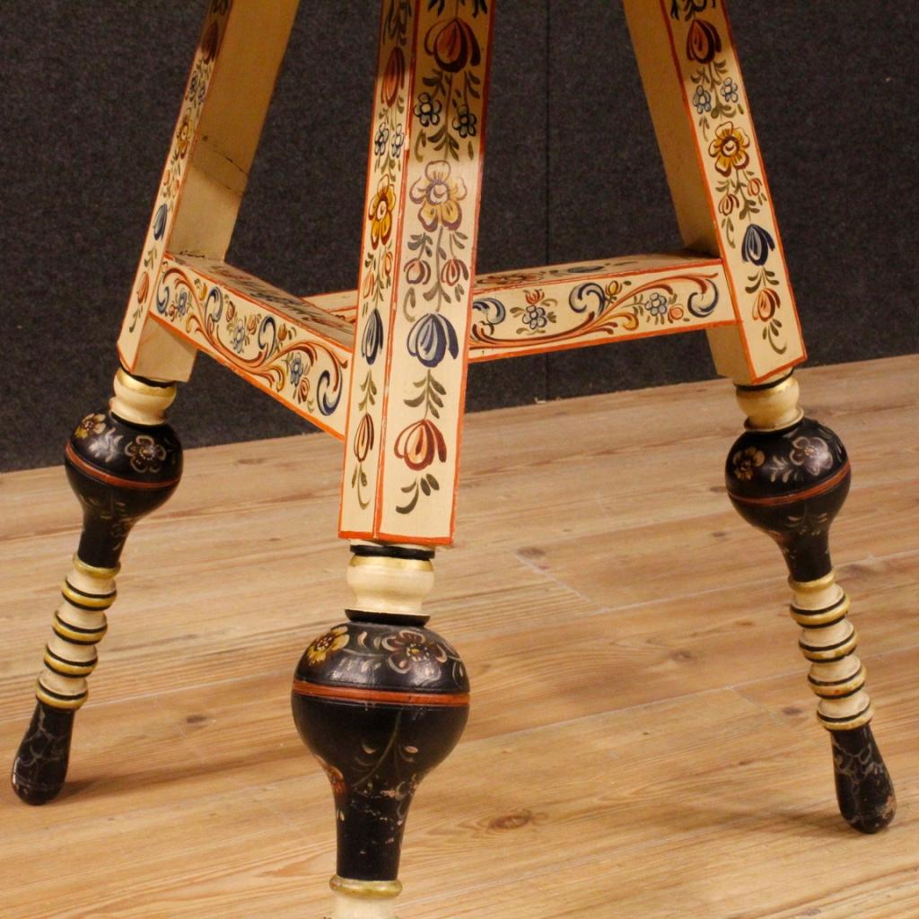 20th Century Hand Painted Wood With Floral Decorations Dutch Coffee Table, 1960 5