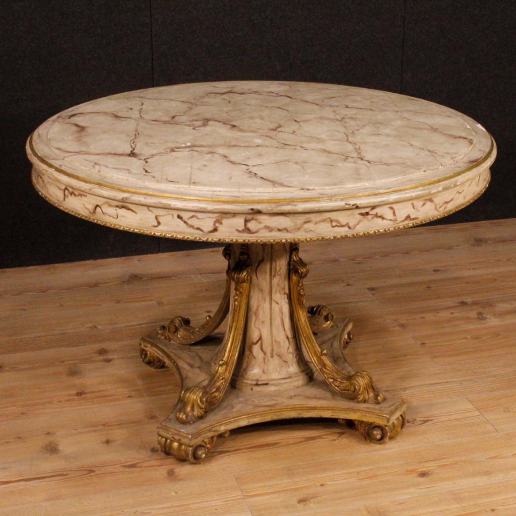 20th Century Lacquered and Gilded Wood French Round Table, 1960 8