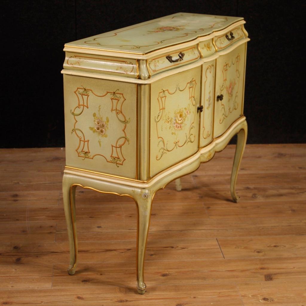 20th Century Lacquered, Gilded And Painted Wood Venetian Sideboard, 1960 5