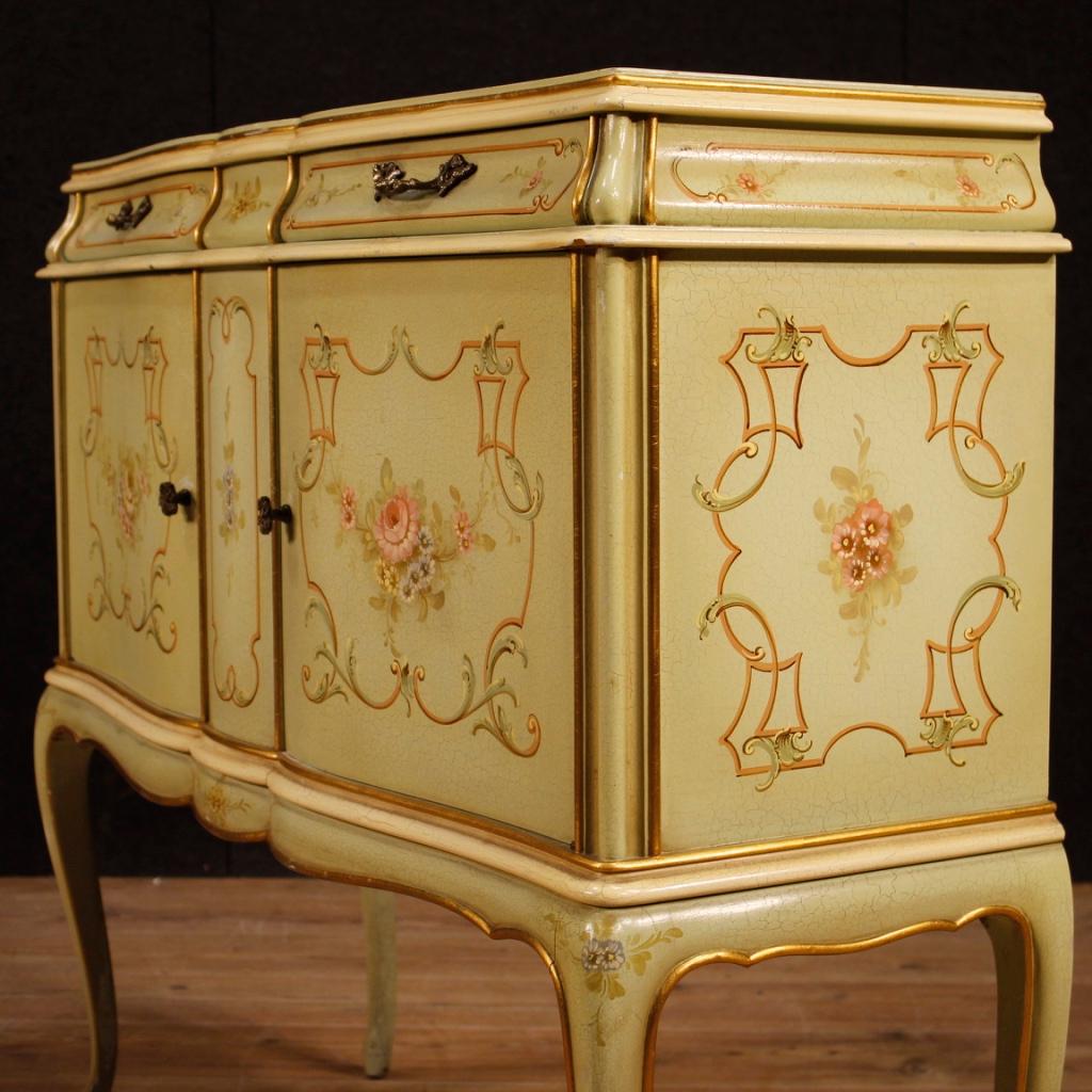 20th Century Lacquered, Gilded And Painted Wood Venetian Sideboard, 1960 6