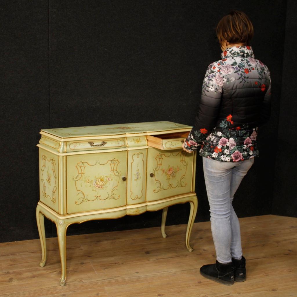 20th Century Lacquered, Gilded And Painted Wood Venetian Sideboard, 1960 In Good Condition In Vicoforte, Piedmont