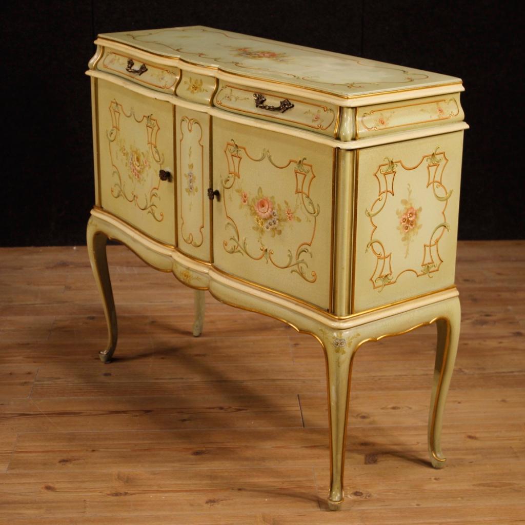 20th Century Lacquered, Gilded And Painted Wood Venetian Sideboard, 1960 3