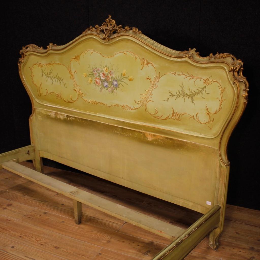 20th Century Green Lacquered, Painted And Gilded Wood Venetian Double Bed, 1960 4