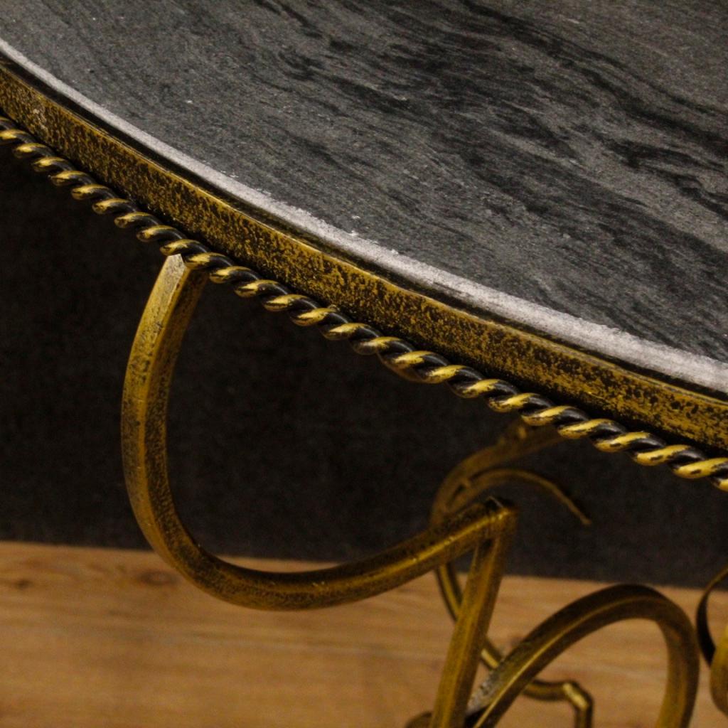 20th Century Metal and Marble French Demilune Console, 1980 8