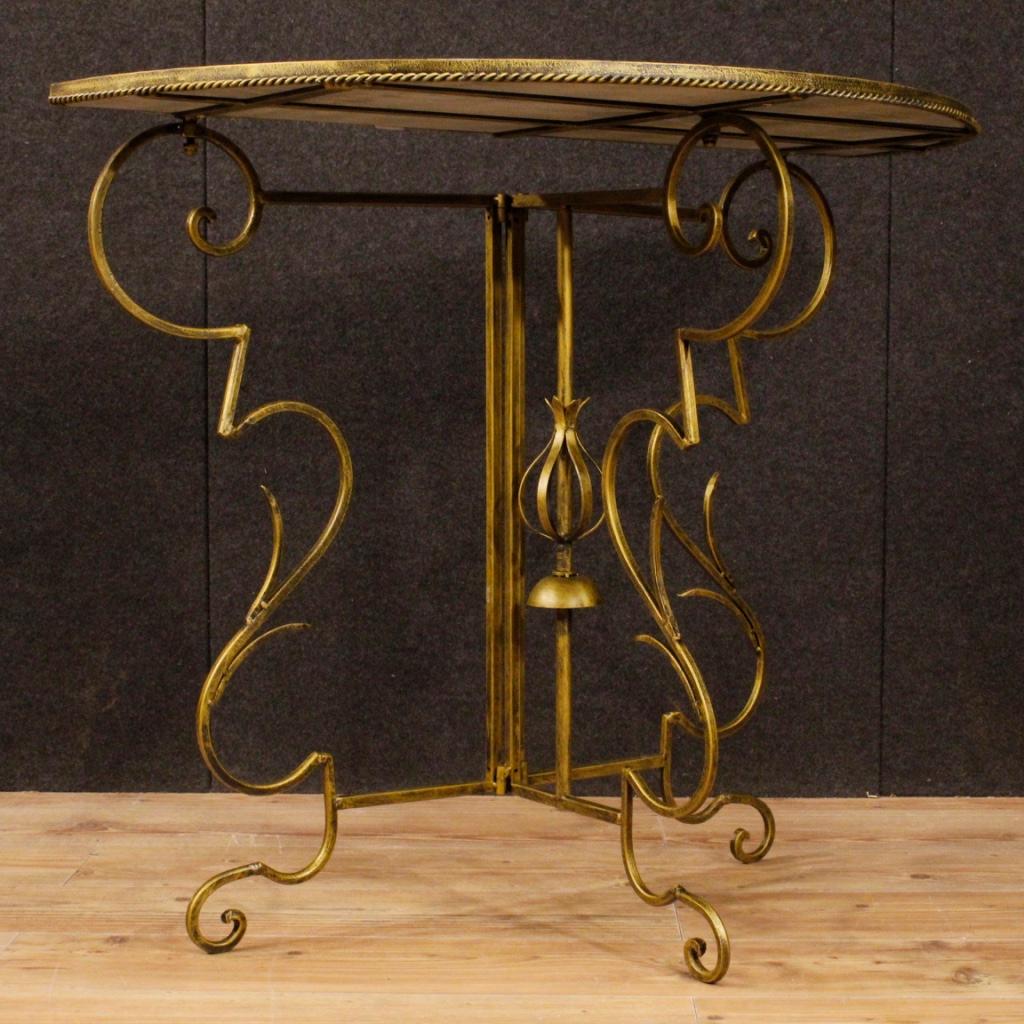 20th Century Metal and Marble French Demilune Console, 1980 3