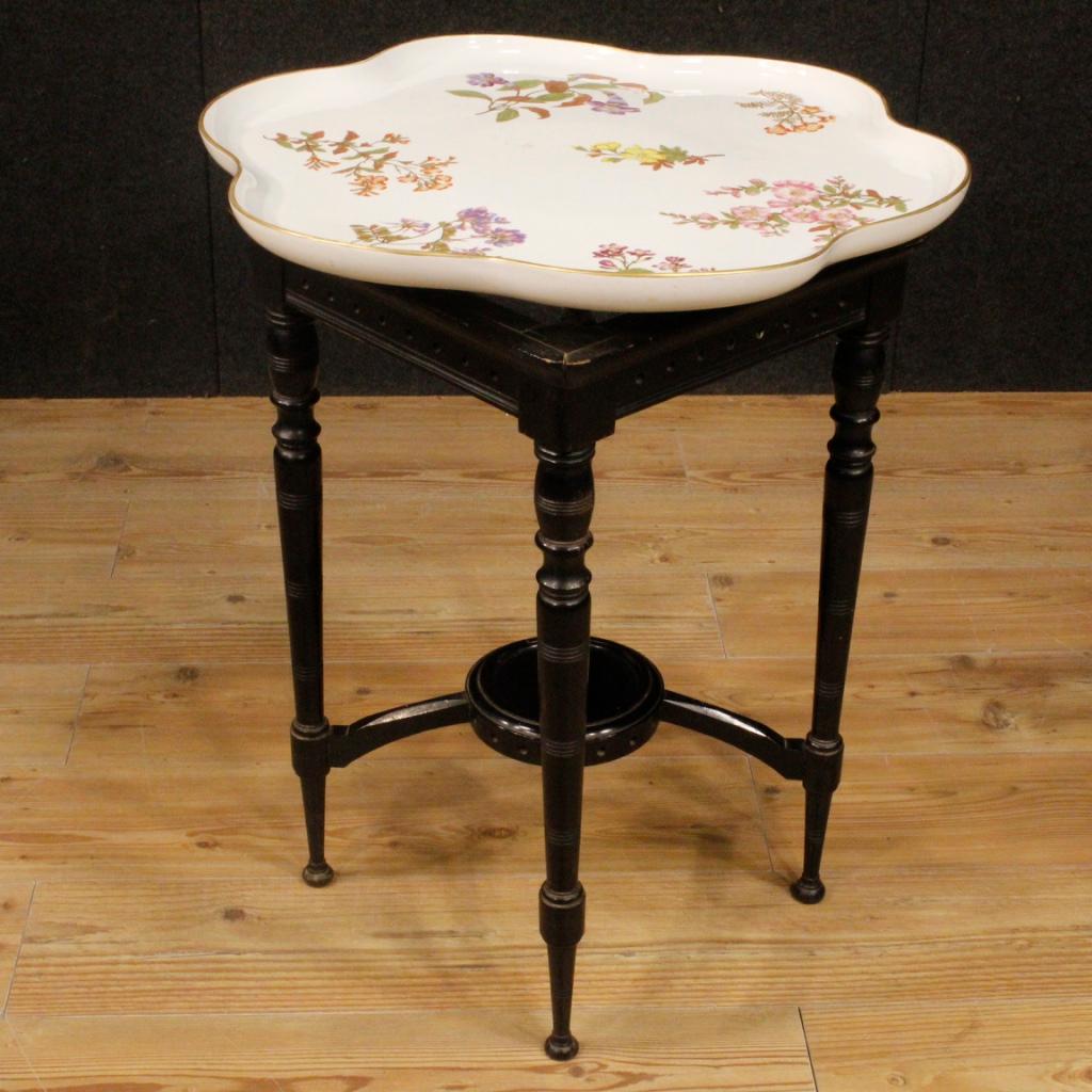 20th Century Oak Wood and Painted Ceramic English Side Table, 1960 4