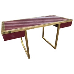 20th Century in the Style of Jean Claude Mahey Plexiglass and Brass Desk, 1970s