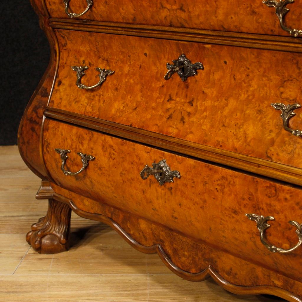 Brass 20th Century Walnut, Mahogany, Burl, Maple, Beech Wood Dutch Bureau, 1960 