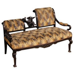 20th Century in Wood and Velvet Italian Art Nouveau Sofa, 1910