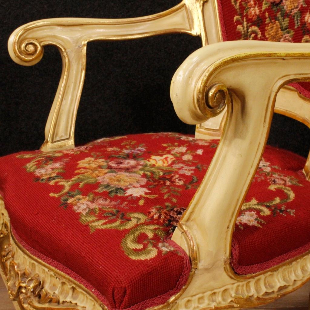 20th Century in Wood, Plaster and Fabric Venetian Armchairs, 1970 6