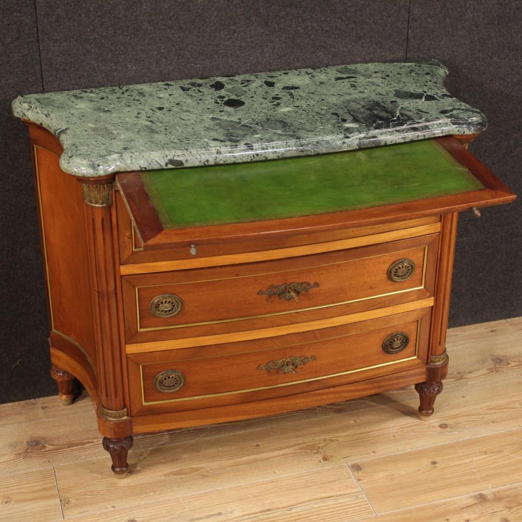 Brass 20th Century in Wood with Marble Top French Dresser, 1960