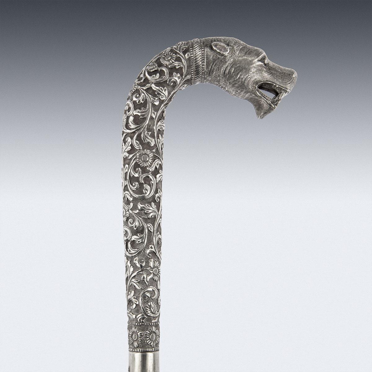 20th Century Indian Cutch Solid Silver Large Cane Handle, circa 1900 In Good Condition In Royal Tunbridge Wells, Kent