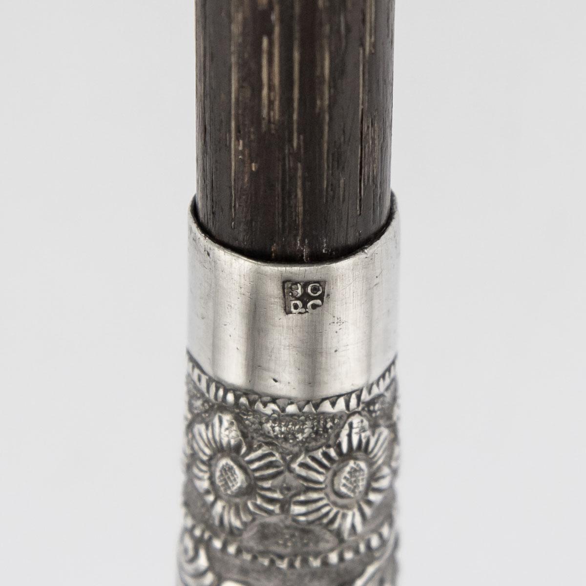 20th Century Indian Cutch Solid Silver Large Cane Handle, circa 1900 5