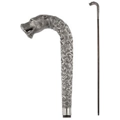 20th Century Indian Cutch Solid Silver Large Cane Handle, circa 1900