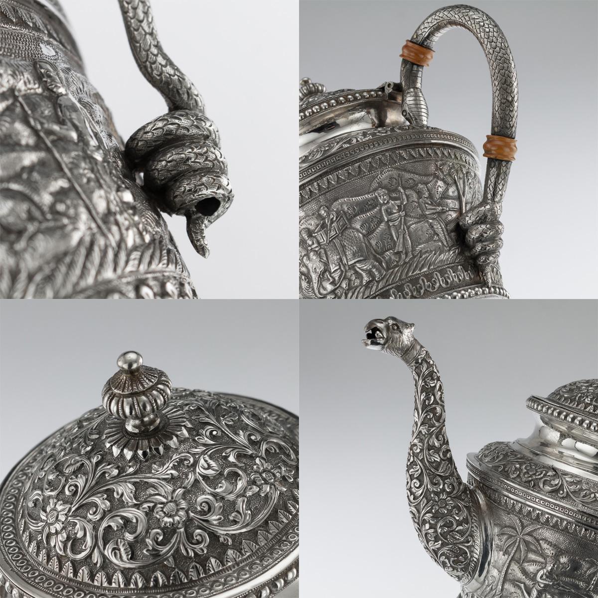 20th Century Indian Karachi-Cutch Solid Silver Tea Set, J Manikrai, circa 1900 6