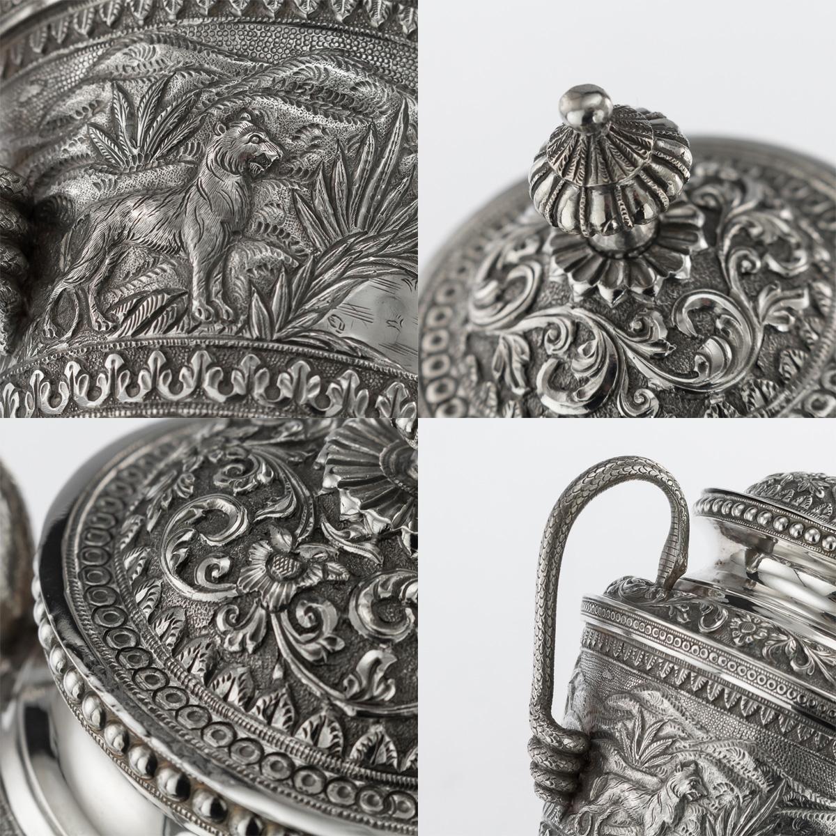 20th Century Indian Karachi-Cutch Solid Silver Tea Set, J Manikrai, circa 1900 4