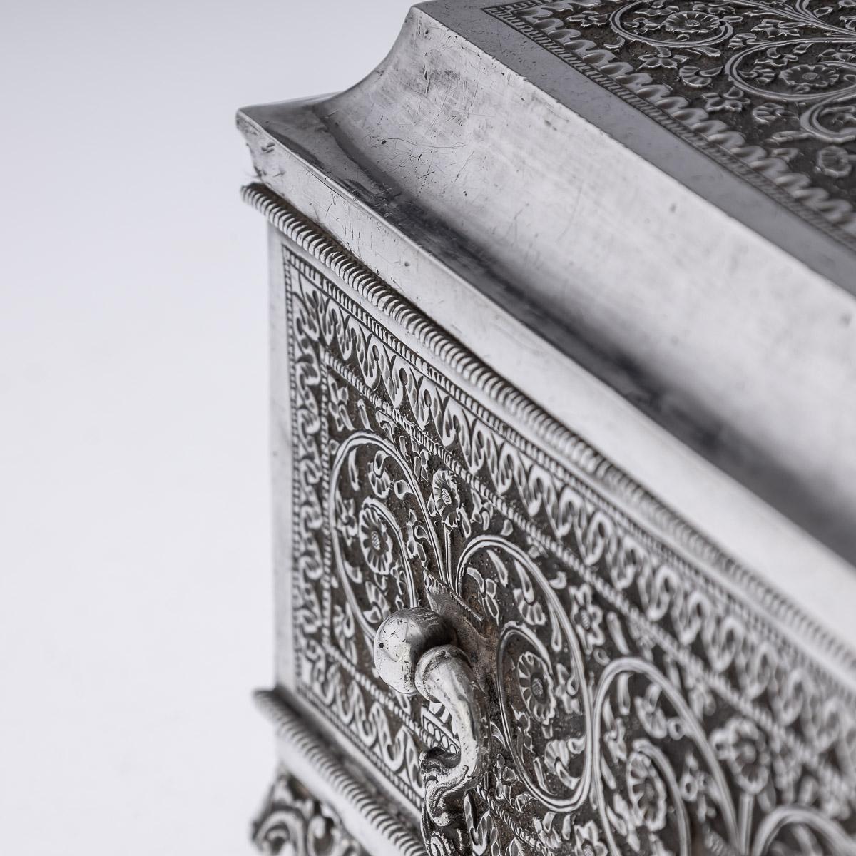 20th Century Indian Kutch Solid Silver Treasure Chest / Casket, c.1900 12