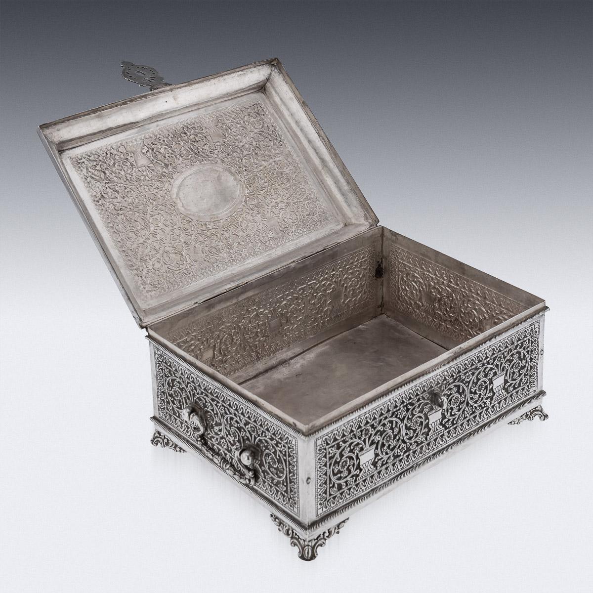 20th Century Indian Kutch Solid Silver Treasure Chest / Casket, c.1900 4