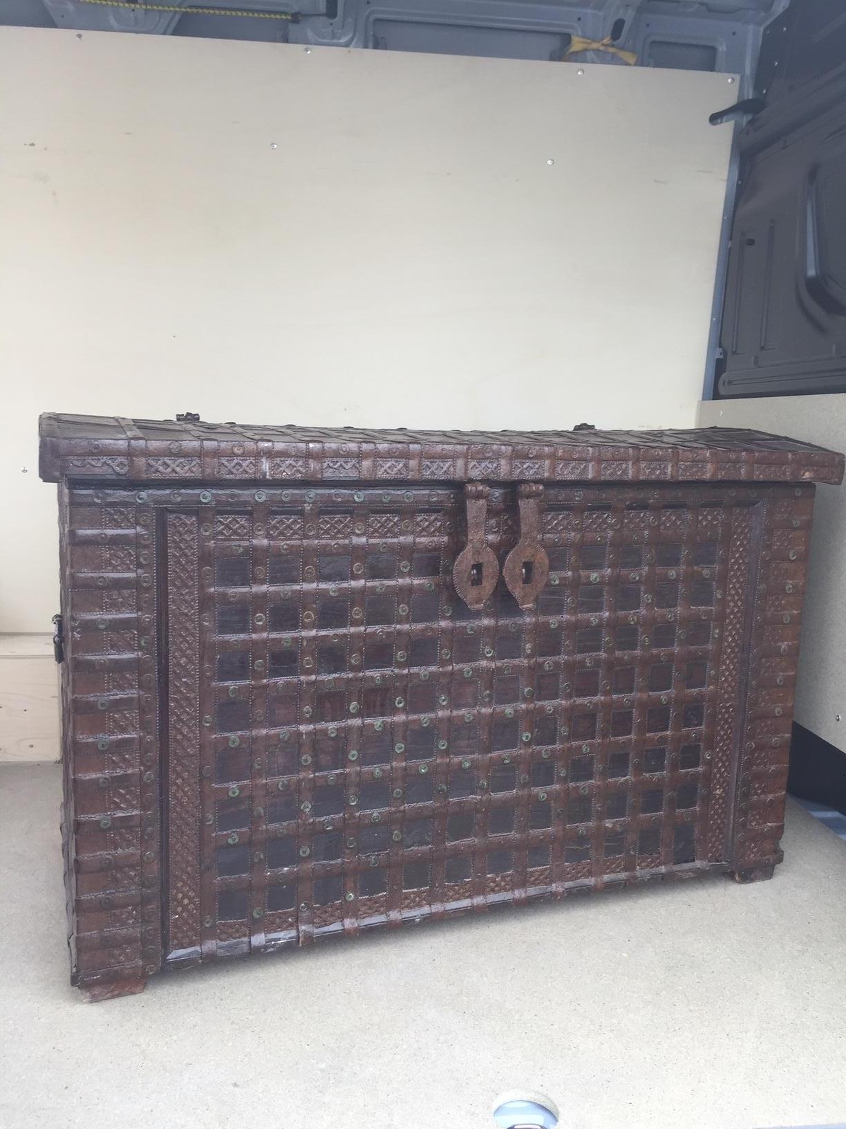 20th Century Indian Large Iron and Wood Trunk 9