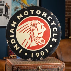 20th Century Indian Motorcycles Circular Enamel Sign