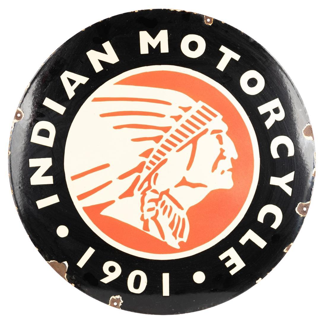 20th Century Indian Motorcycles Circular Enamel Sign
