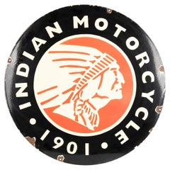 20th Century Indian Motorcycles Circular Enamel Sign
