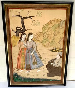 20th Century Indian Mughal School Painting of Figures in Landscape
