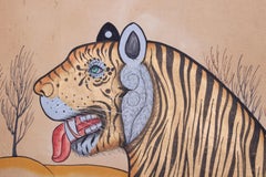 20th Century Indian Painting "Real Bengal Tiger" Oil on Canvas