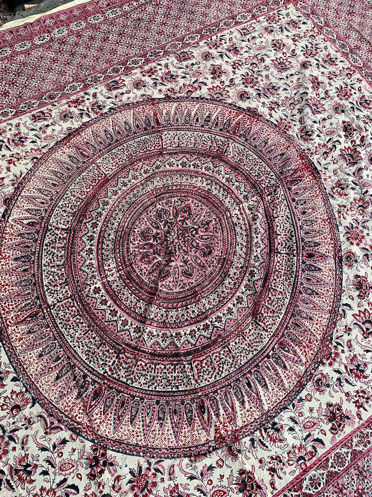 20th Century Indian Pink Lotus Mandala Fabric/Textile For Sale 1