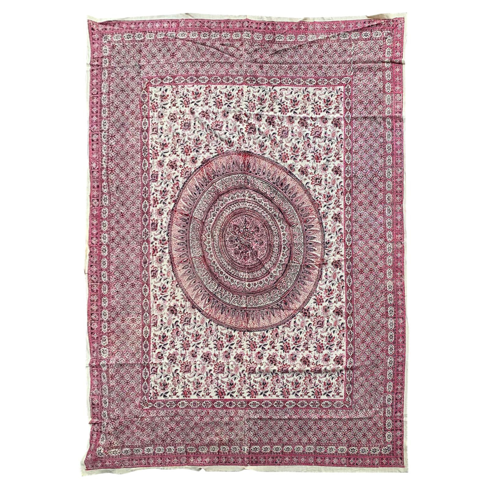20th Century Indian Pink Lotus Mandala Fabric/Textile For Sale