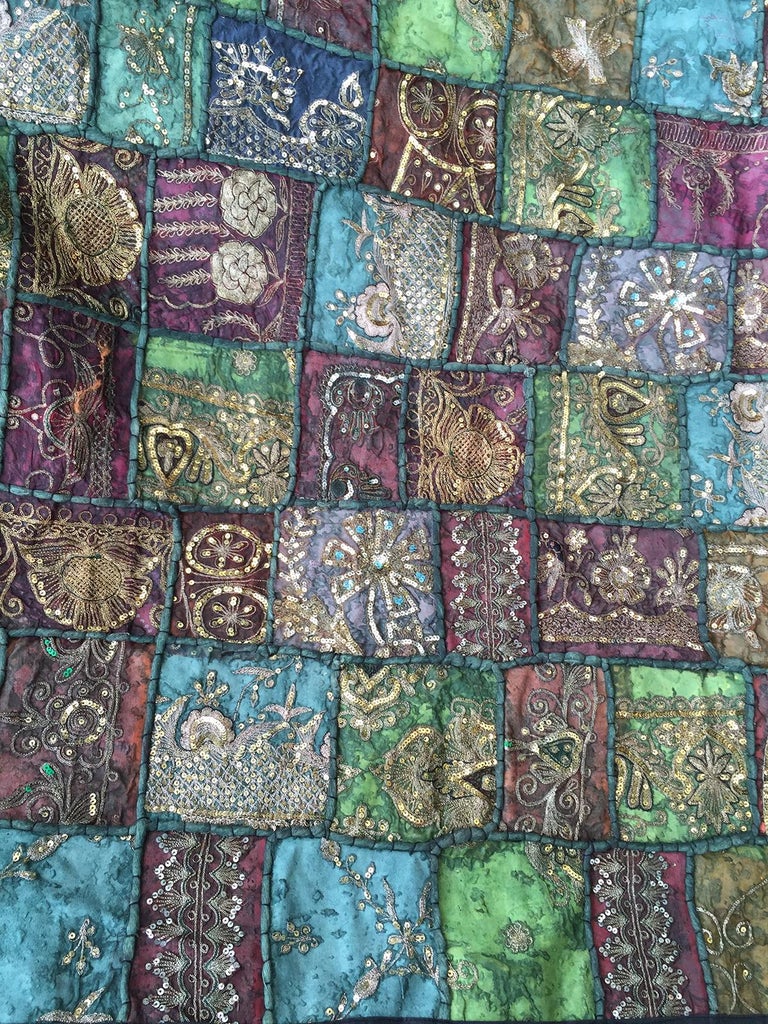 20th Century Indian Sari Patchwork Tapestry with Embroidery and Sequins ...