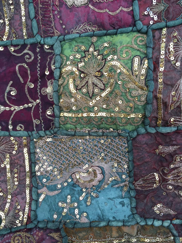 20th Century Indian Sari Patchwork Tapestry with Embroidery and Sequins ...