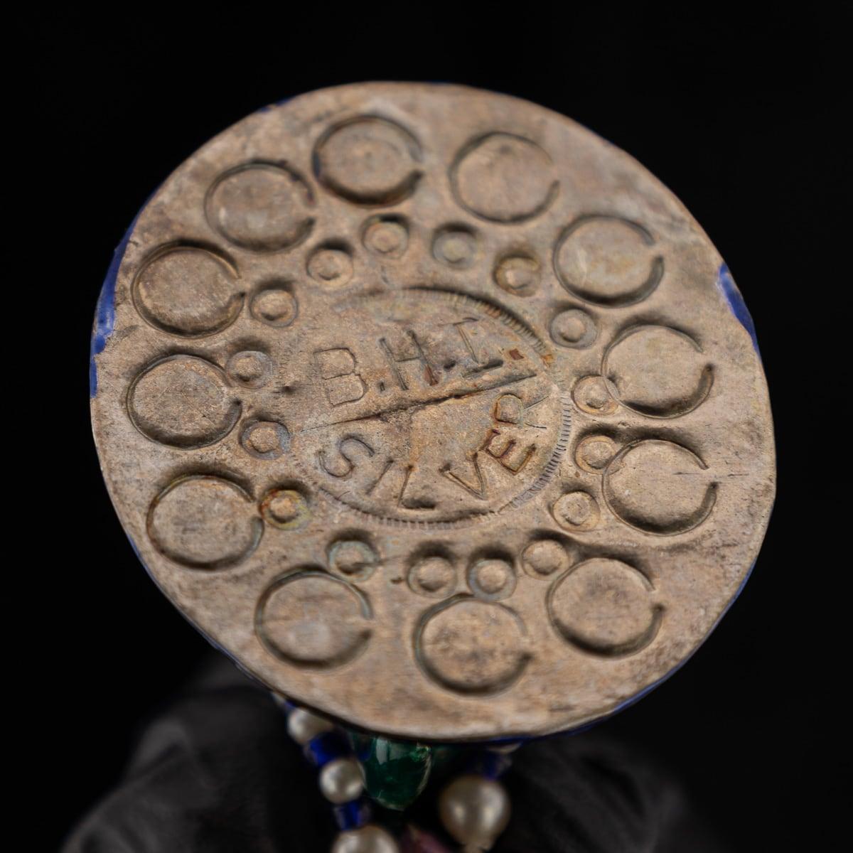 Set di scacchi indiano del XX secolo in argento e smalto e scacchiera in marmo, Jaipur, 1950 ca. 14