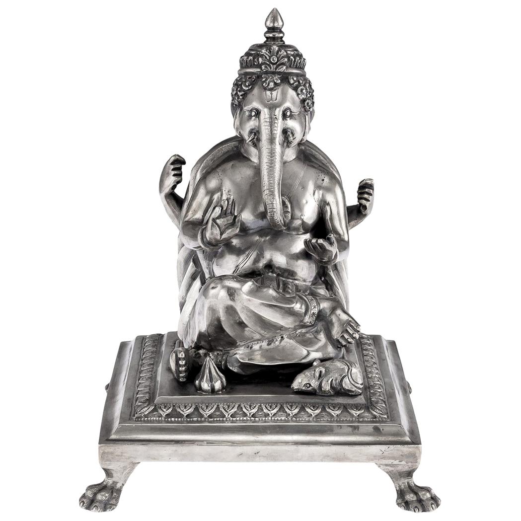 20th Century Indian Silver Statue of Ganesh Chaturthi, Calcutta, circa 1910