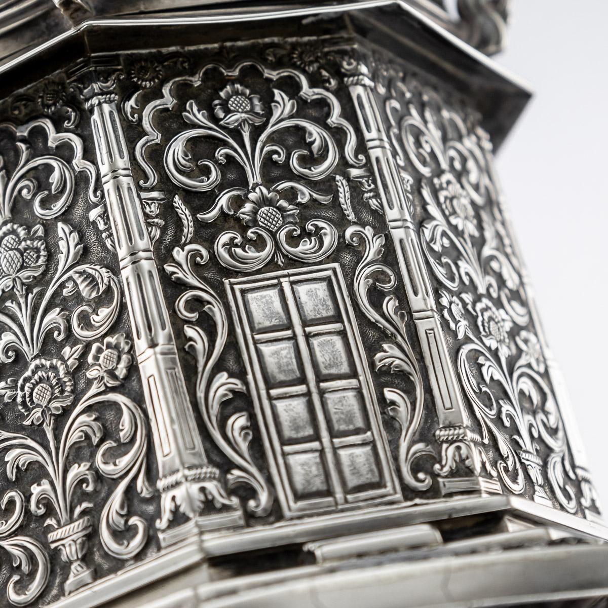 20th Century Indian Silver Temple Shaped Tea Caddy by Oomersi Mawji, circa 1920 7