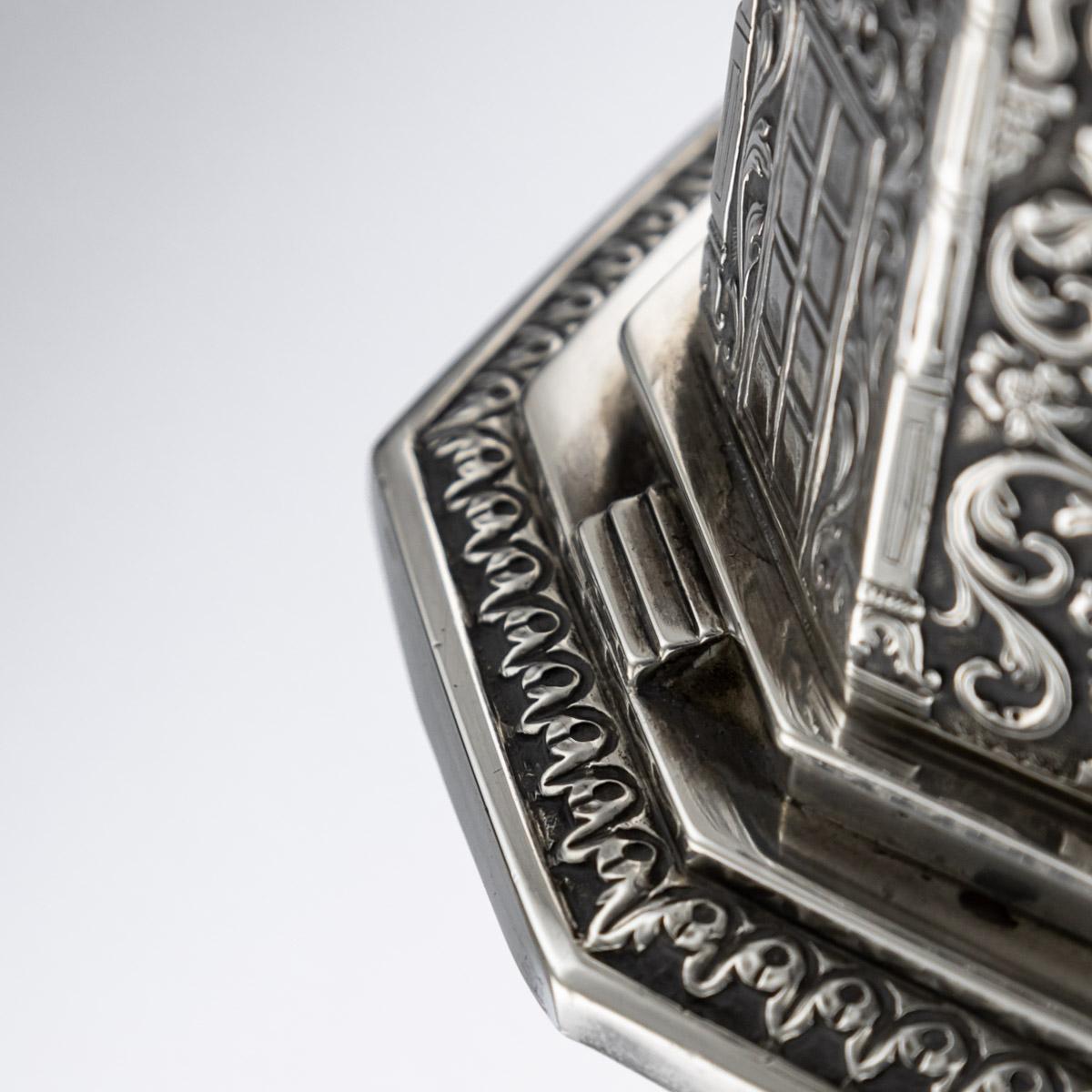 20th Century Indian Silver Temple Shaped Tea Caddy by Oomersi Mawji, circa 1920 10
