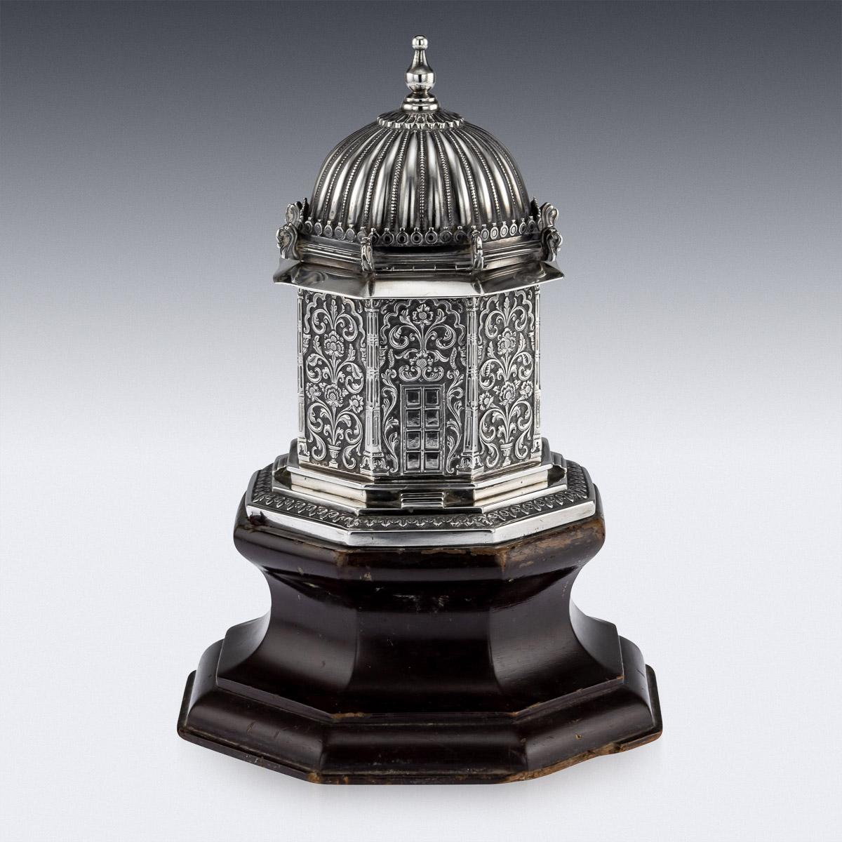 Anglo-Indian 20th Century Indian Silver Temple Shaped Tea Caddy by Oomersi Mawji, circa 1920