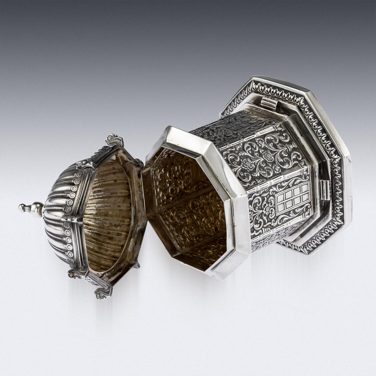 20th Century Indian Silver Temple Shaped Tea Caddy by Oomersi Mawji, circa 1920 1