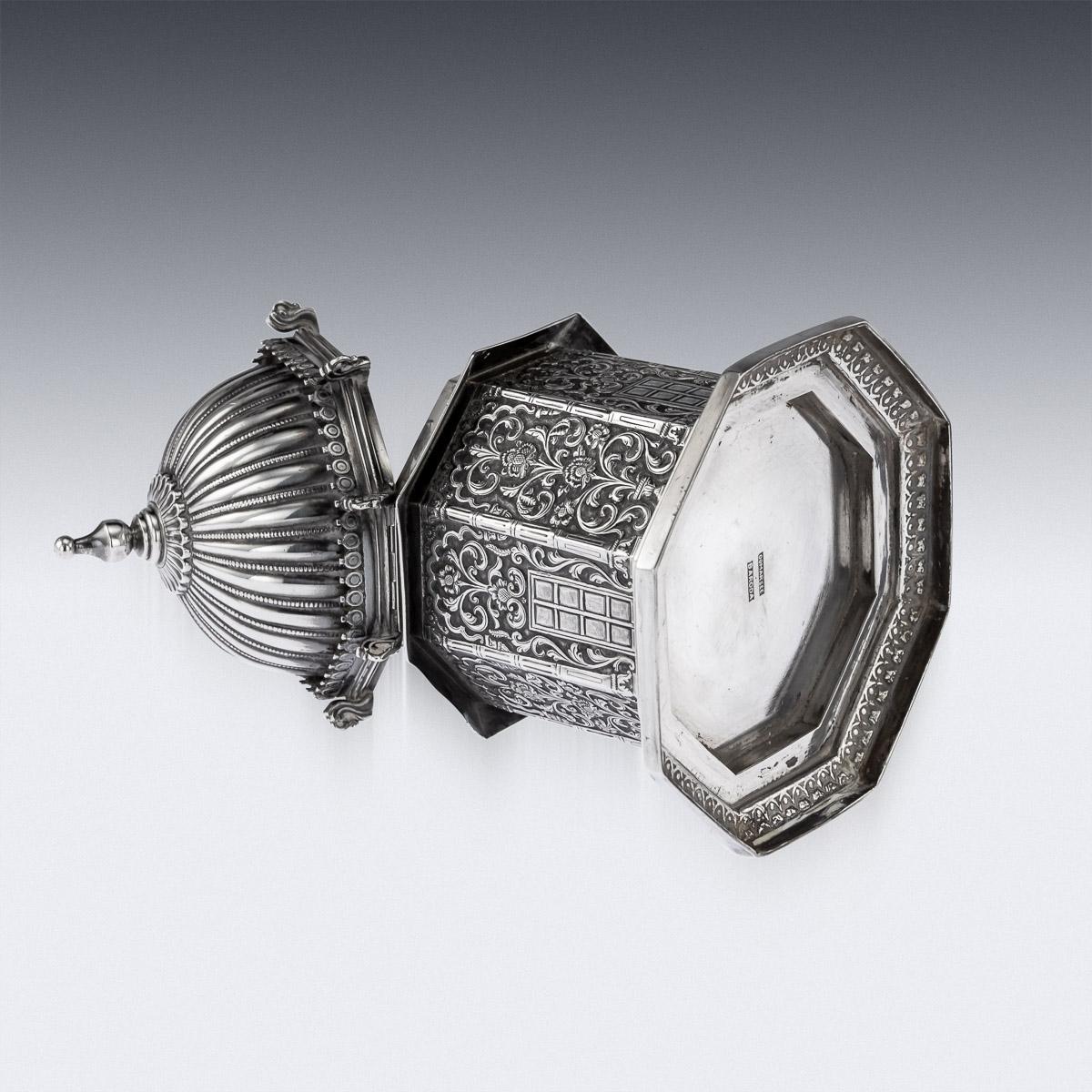 20th Century Indian Silver Temple Shaped Tea Caddy by Oomersi Mawji, circa 1920 2